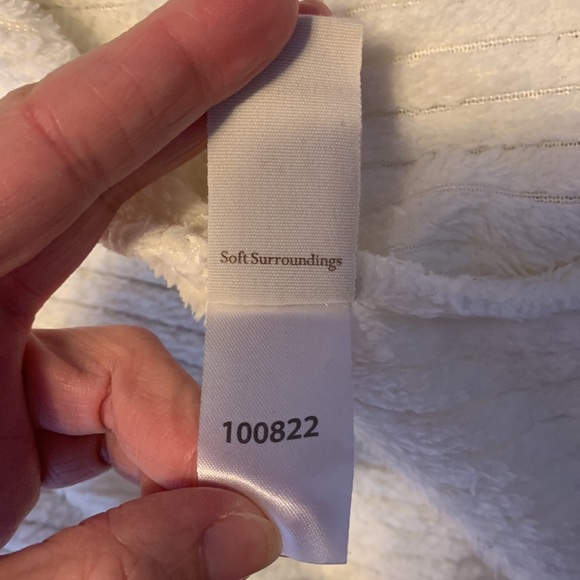 Soft surroundings cream ribbed belt soft fluffy cozy long robe dressing gown XS - Picture 10 of 11